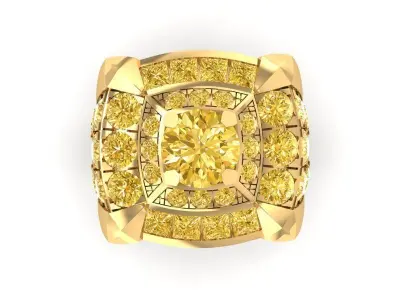 Square Cluster Diamond Men Ring 3D Model  1078 3D print model