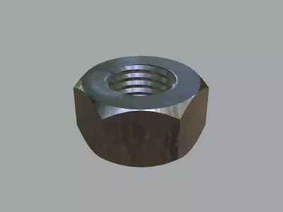 Steel Stained M8 Hex Nut with PBR 4K Textures 3D model