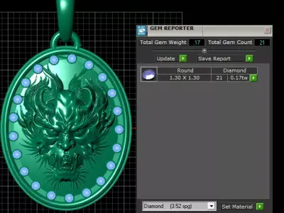 Gold lion head pendant 3D printable model   3D print model