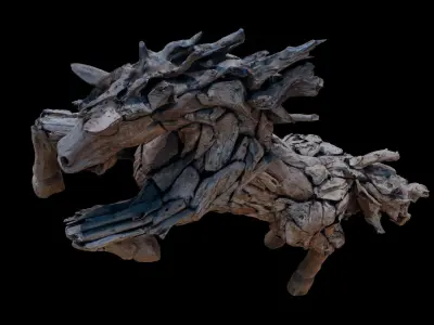 Galloping Driftwood Horse 3D model