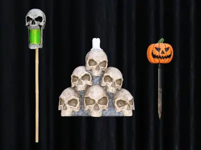 Halloween Pumpkin Skull Pile Pack Low-poly 3D model