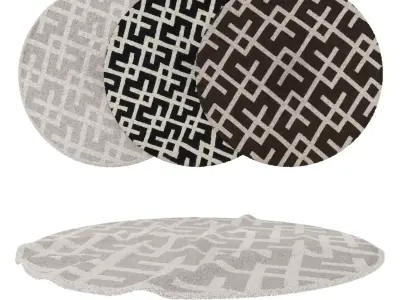 Round Rug Set 93 3D model