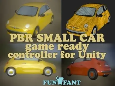 Game Ready Small Car PBR Low Poly Low-poly 3D model