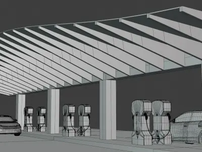 Charging station with cars 3D model