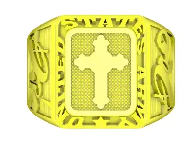 Religious Cross Signet Ring Jewelry 3D Model  4317 3D print model