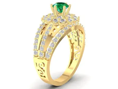 Luxury Emerald Diamond Engagement Ring for Women  1131 3D print model