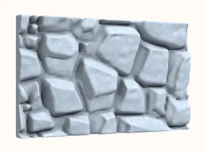 Uncut Cobblestone Wall Geometry 3D model