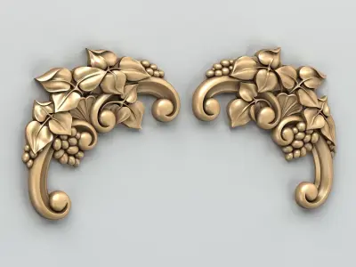 Carved decor corner 006 3D model