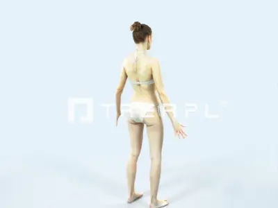 Beauty D Beach Animated Rigged Sports Woman Low-poly 3D model