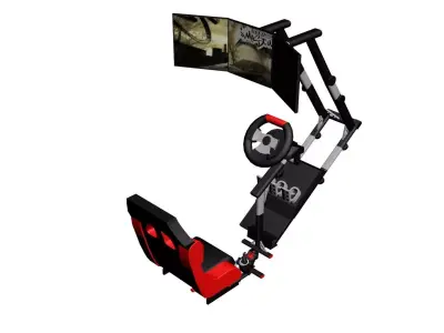 Gaming Chair For Racing Games With Three Display 3D model