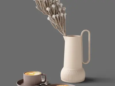 Decor Newspaper and coffee vases buddha nuts Set 77 3D model