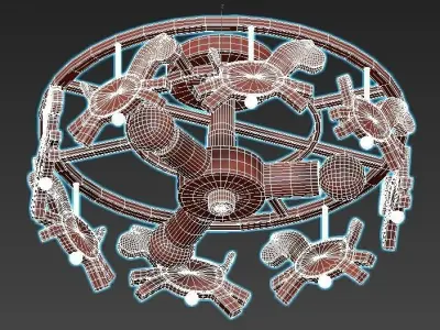 pony-p105 ceiling light with wooden horses 3D model