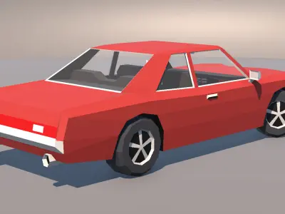 Low Poly Muscle Car Coupe with Interior MOBILE READY Low-poly 3D model