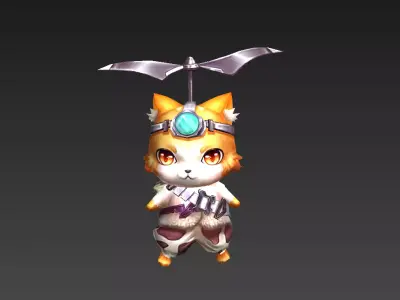 flying cat Low-poly 3D model