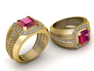 LUXURY GOLDEN RUBY RING 3D PRINTABLE MODEL 3D print model