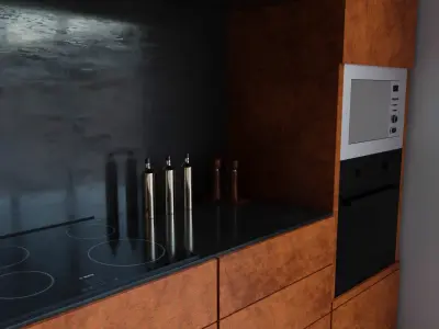 Living Room Amd Kitchen Interior Design By Nikdox Low-poly 3D model