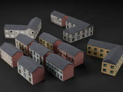 Lite House Pack  Low Poly Game-Ready Buildings Low-poly 3D model