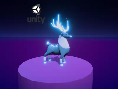 Mystical reindeer Game asset Low-poly 3D model