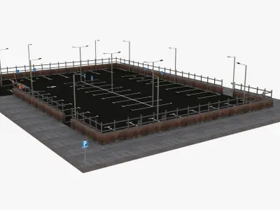 Parking Lot - Scene Low-poly 3D model