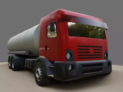 Red Truck - Tank - Fuel - Gasoline - Caminhao Tanque 3D model
