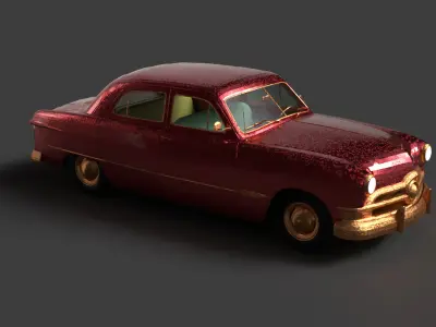 Chinese classic car   Low-poly 3D model