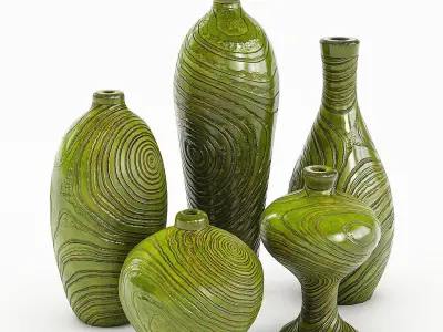 Decorative Vase Set Low-poly 3D model