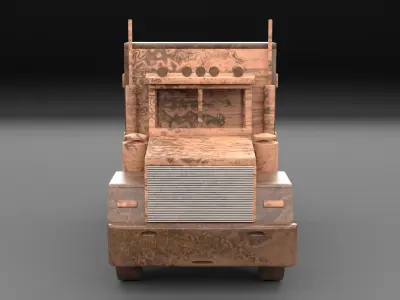 Wood toy truck Low-poly 3D model