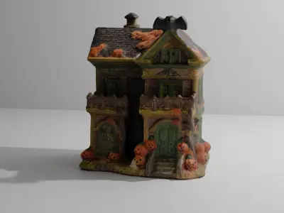 Halloween house decoration Low-poly 3D model