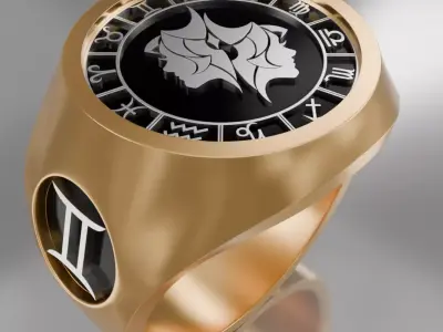 Twins zodiak symbol ring 3D model for 3D printing 3D print model