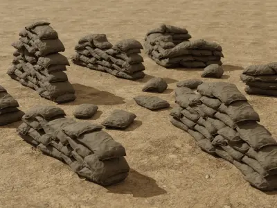 Sandbag Pack - 12 Modular Game Ready Assets with 4K PBR Support Low-poly 3D model