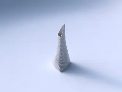 Vase grounded tipping triangle with distorted and twisted gri... 3D print model