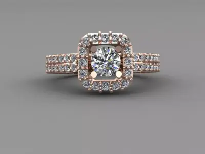 Rose Gold Women Diamond Ring 3D print model 3D print model 10