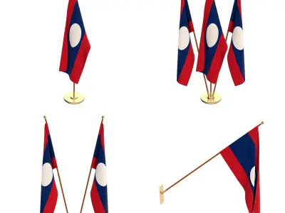 Laos Flag Pack 3D model