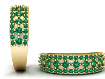 Luxury Emerald Multi-Stone Band Ring  3D Printable Jewelry 3D print model