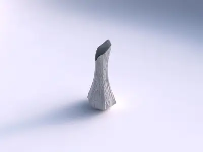 Vase top bent hexagon 2 with wavy grid plates 3D print model