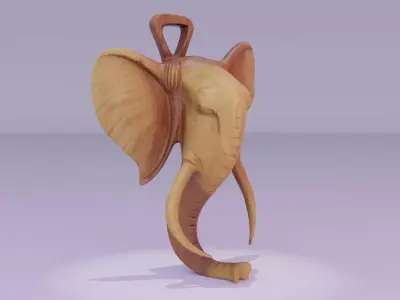 Elephant head wall decor Low-poly 3D model