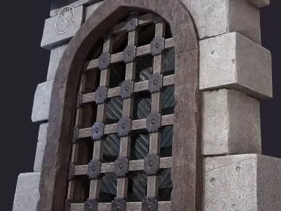 Castle gate Low-poly 3D model