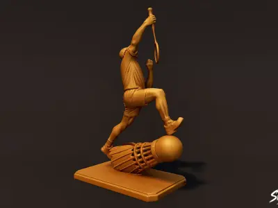 Golden Badminton Statue Low-poly 3D model