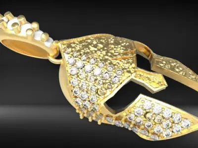 spartan pendant with stones male pendant  3D print model