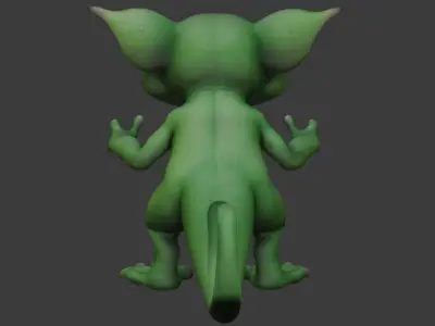 Cute green monster Low-poly 3D model