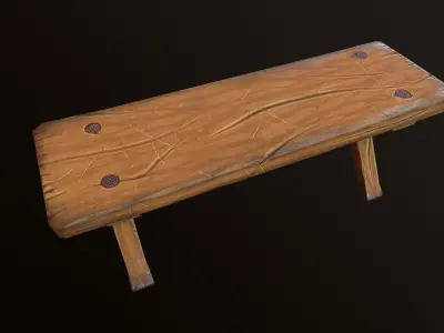 Wooden Bench Low-poly 3D model order