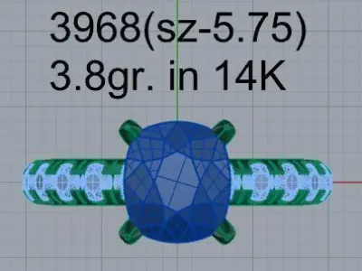 Cushion Cut Ring 3968 3D print model