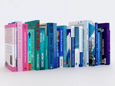 books set stack of 3D model