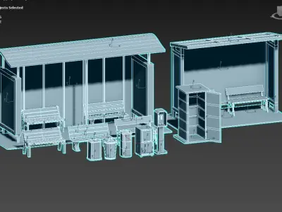 Ultra HD Road Props Bundle Low-poly 3D model