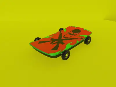 Skateboard with skull and crossbones 3D model