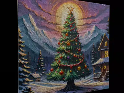 Christmas Tree Painting One Low-poly 3D model