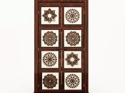 Wardrobe Mandala Dark Shiny Wood Free 3D model