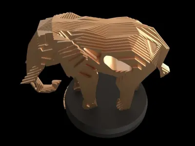 Parametric V Asian Elephant Low-poly 3D model