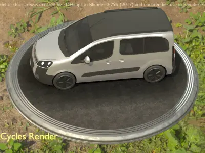 City Car 77 Utility Vehicles Van Type-D Silver Low-poly 3D model