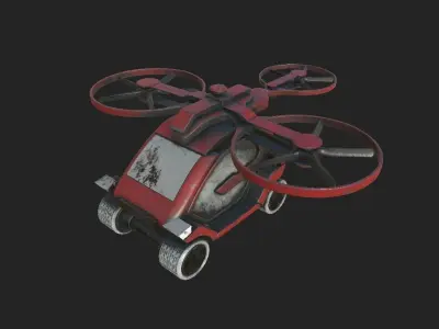 Flying Car Rusty Model Low-poly 3D model